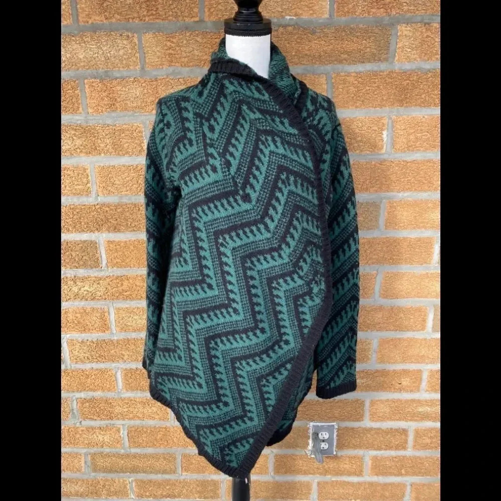 torn by ronny kobo drape open cardigan lambswool L - Picture 2 of 8